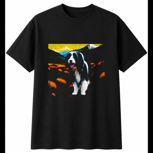 Bearded collie portrait double - portrait,
