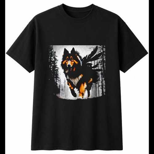 Rough collie with feathers - with,