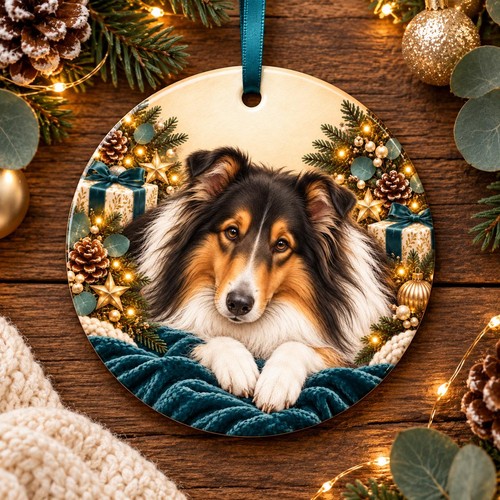 Rough collie christmas - collie, tree