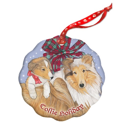 Collie holiday porcelain - collie,